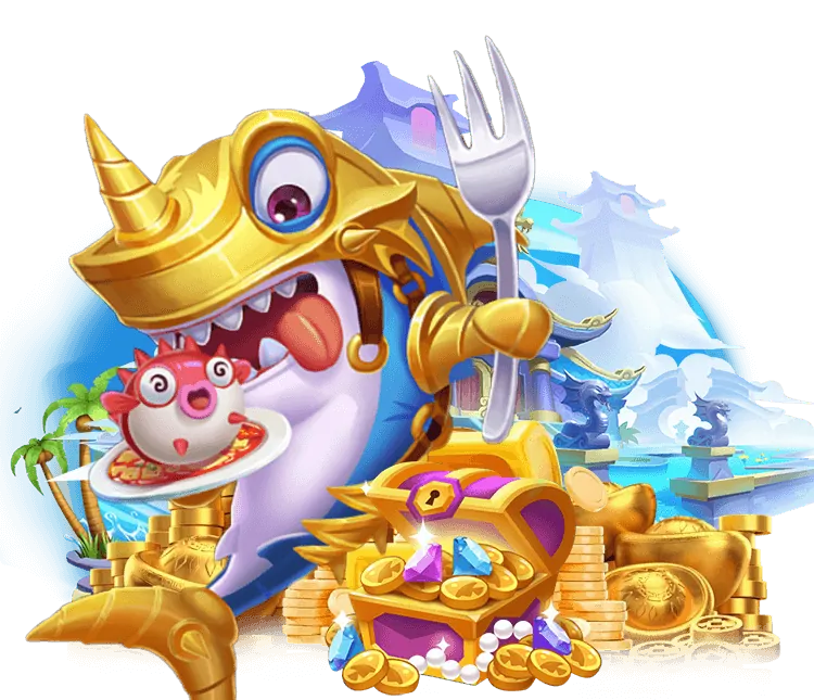Trò chơi Bắn Cá Jackpot với biểu tượng tiền thưởng lớn và vòng quay may mắn